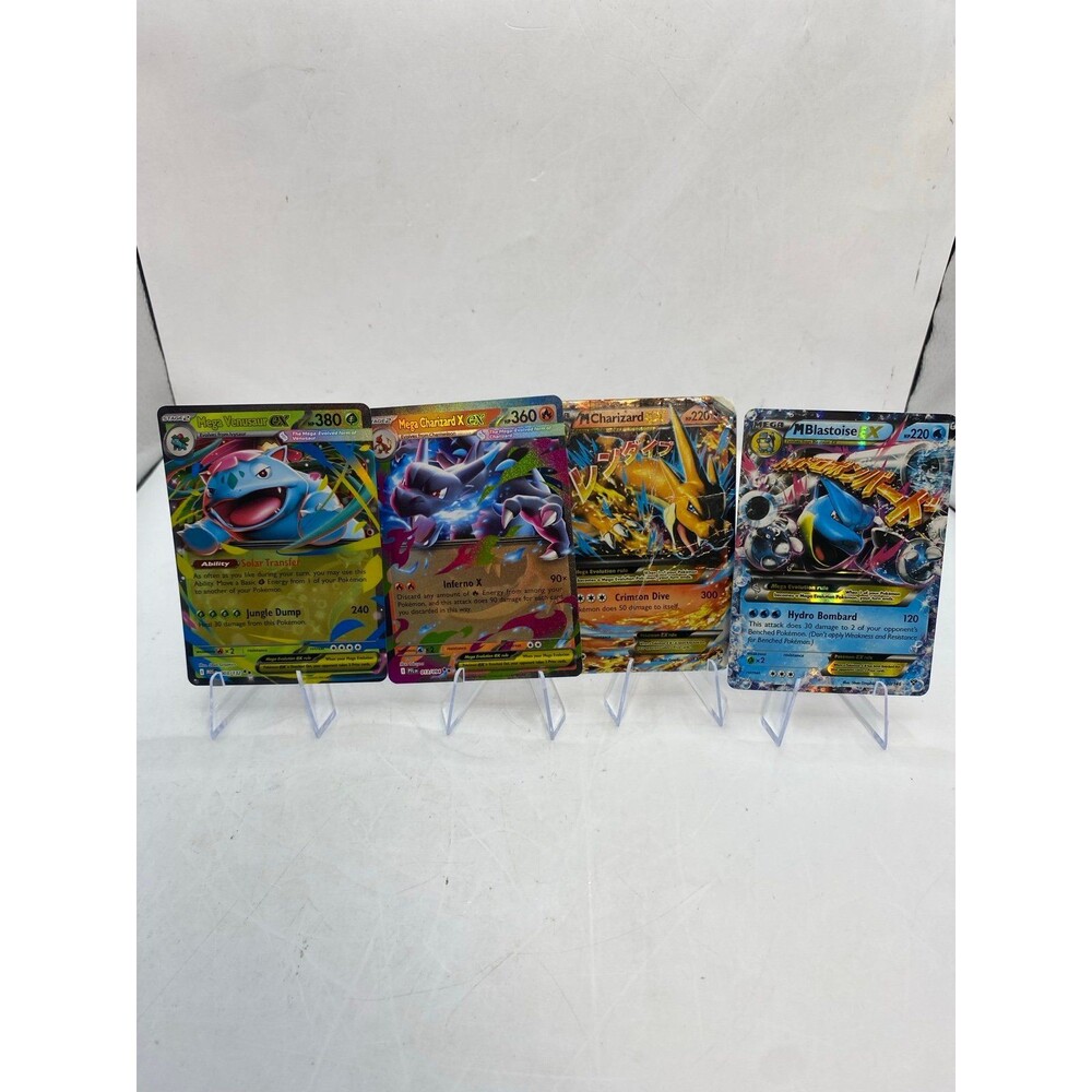 Charizard Venusaur & Blastoise Pokémon Cards - Mega 4 Card Set Starters!